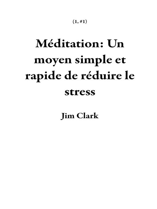 Title details for Méditation by Jim Clark - Available